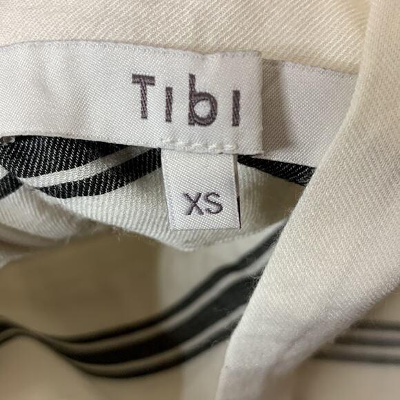 Tibi Warren striped buttons sleeve blouse cold shoulder sz XS - Picture 7 of 7